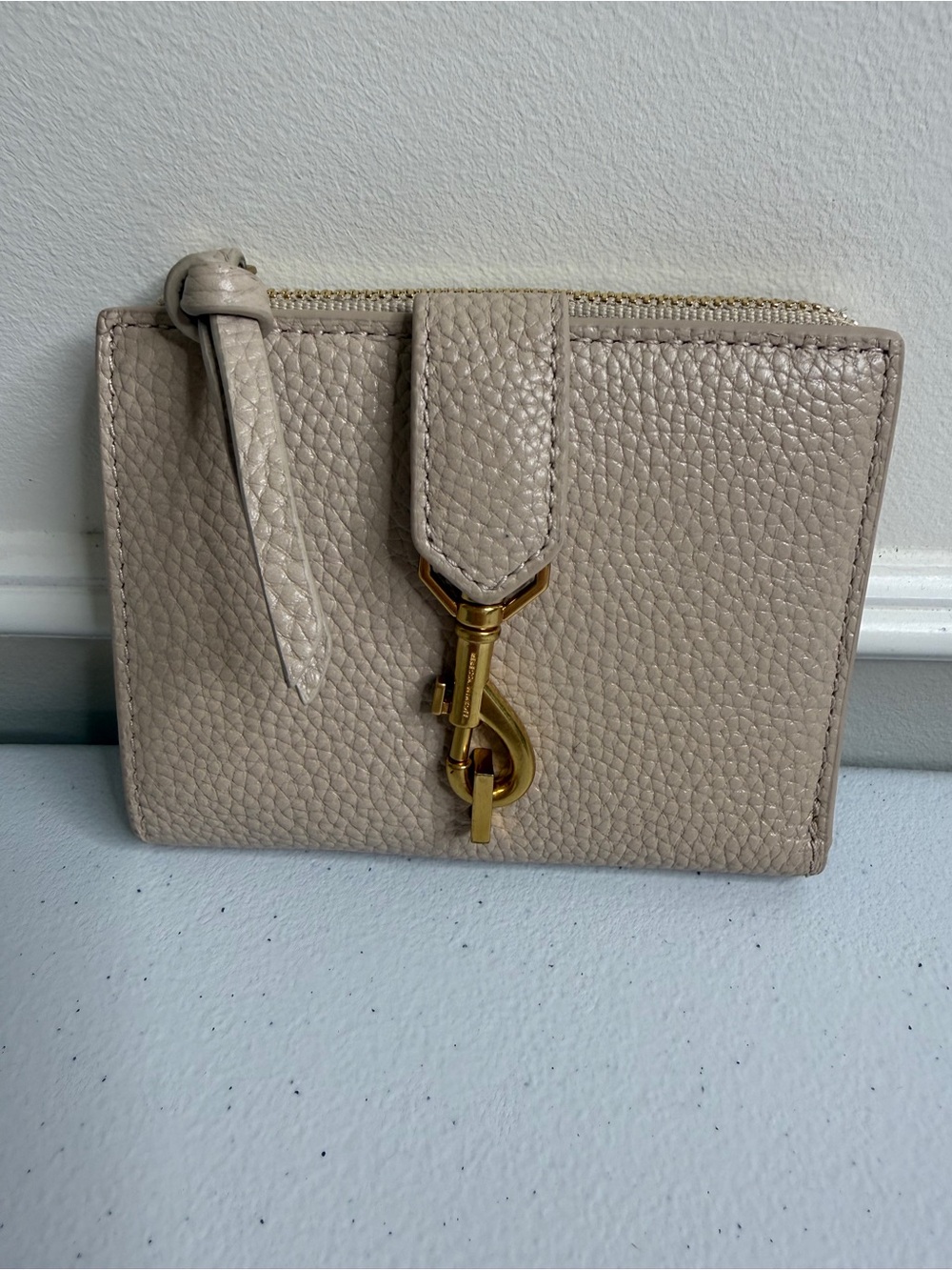 Rebecca Minkoff Slim Megan Leather Bifold Wallet, Stone